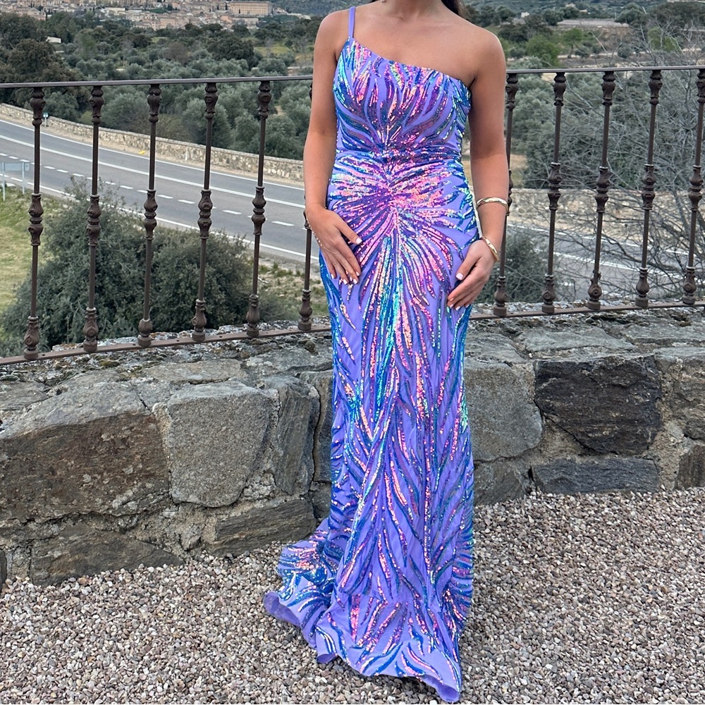 Elegant Blue and Purple Evening Gown